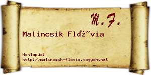 Malincsik Flávia névjegykártya